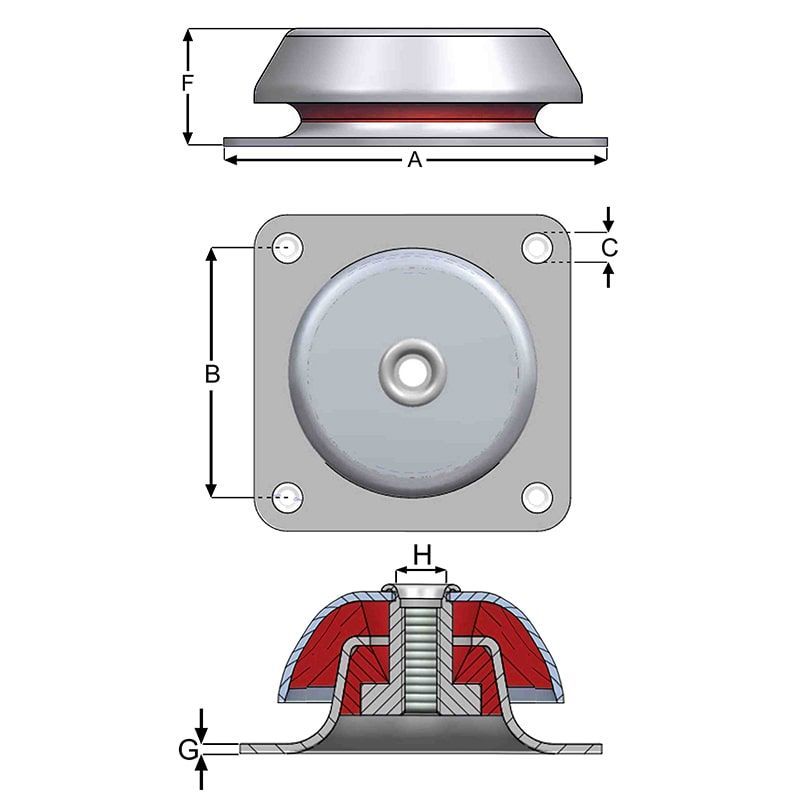 Çanak Kare Titreşim Takozları CTK-001 