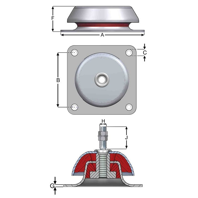 Çanak Kare Titreşim Takozları CTK-002