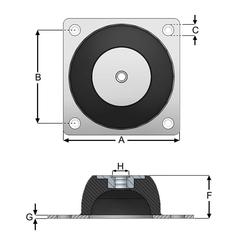 Çanak Kare Titreşim Takozları CTK-005